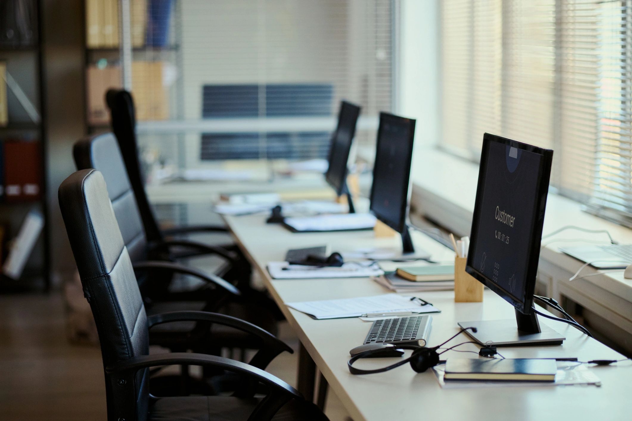 Professional support workstations representing secure handling of customer information